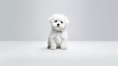 Wallpaper of a Bichon Frize dog on a white background 400