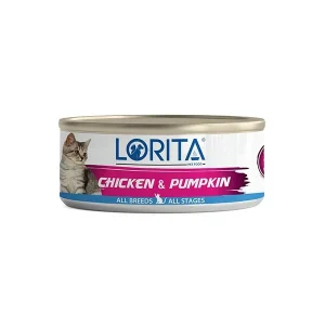 کنسرو گربه با طعم مرغ و کدو حلوایی 90 گرمی لوریتا (lorita)