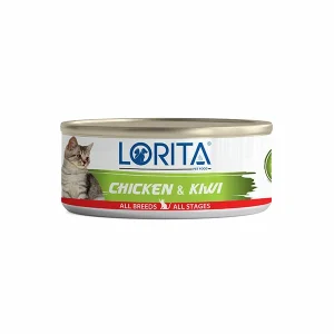 کنسرو گربه لوریتا Lorita با طعم مرغ و کیوی وزن 90 گرم