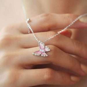 گردنبند نقره طرح پروانه درجه یک