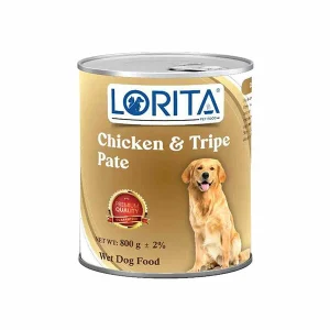 کنسرو پته سگ لوریتا Lorita با طعم مرغ و سیرابی وزن 400گرمی